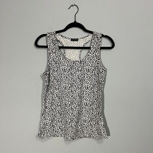 Emme Jordan Womens Racerback Tank Top Black White‎ Spotted Animal Print S